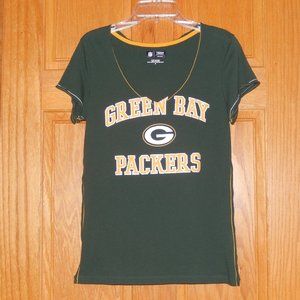 Women's Green Bay Top Packers Small V Neck Short Sleeve Tee Shirt